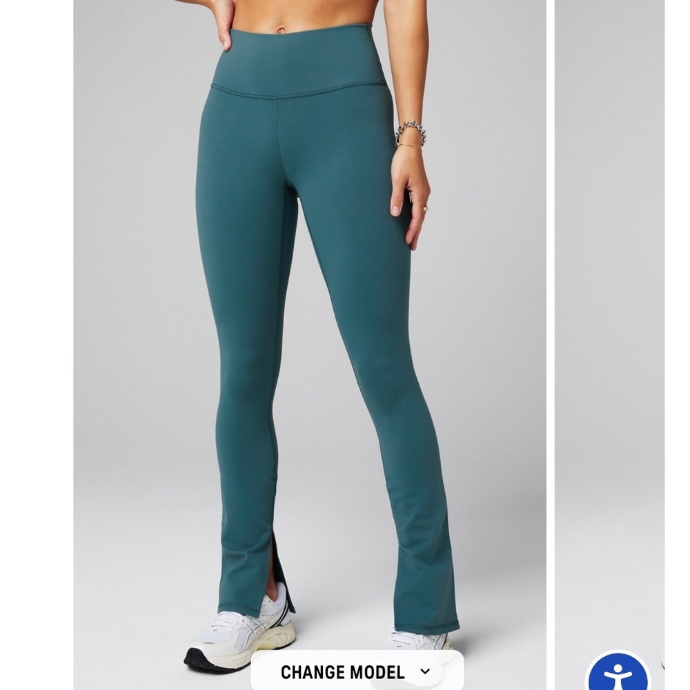 NWT Fabletics Define Split Hem Pant Teal High Waisted Leggings Size Medium